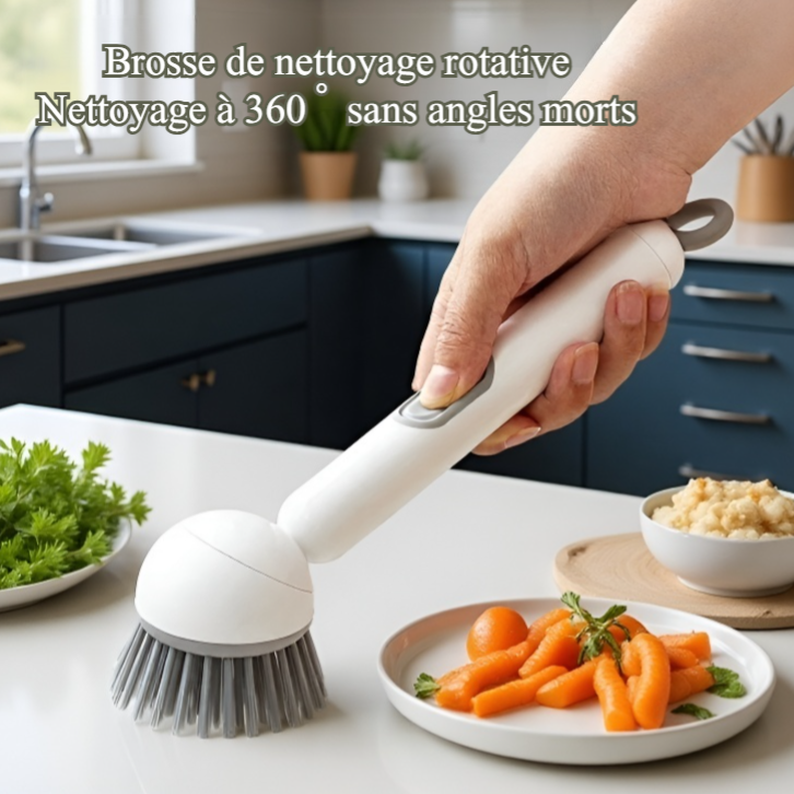 Brosse à casserole rotative réglable