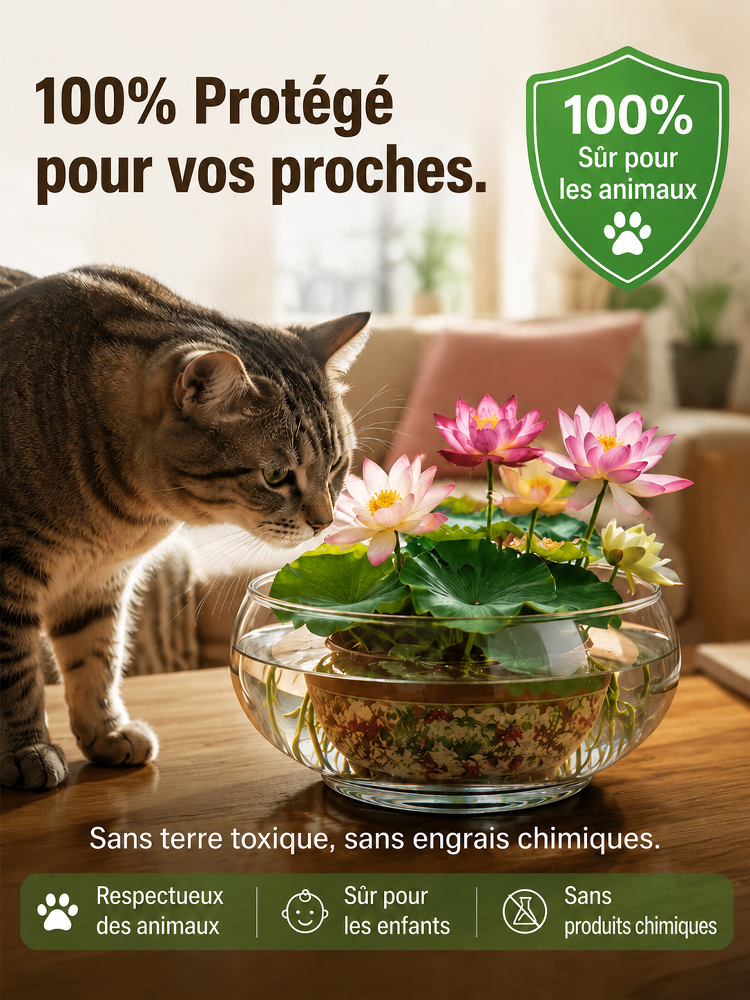 Lotus Purificateur d'Air CNRS🌸 | Sans terre ni engrais🧬 | Éclosion dans l'Eau💧 | Parfum Naturel de Grasse🧴 | Élimine le formaldéhyde🌿 | Résiste aux températures extrêmes | Fleurit toute l'année🌺