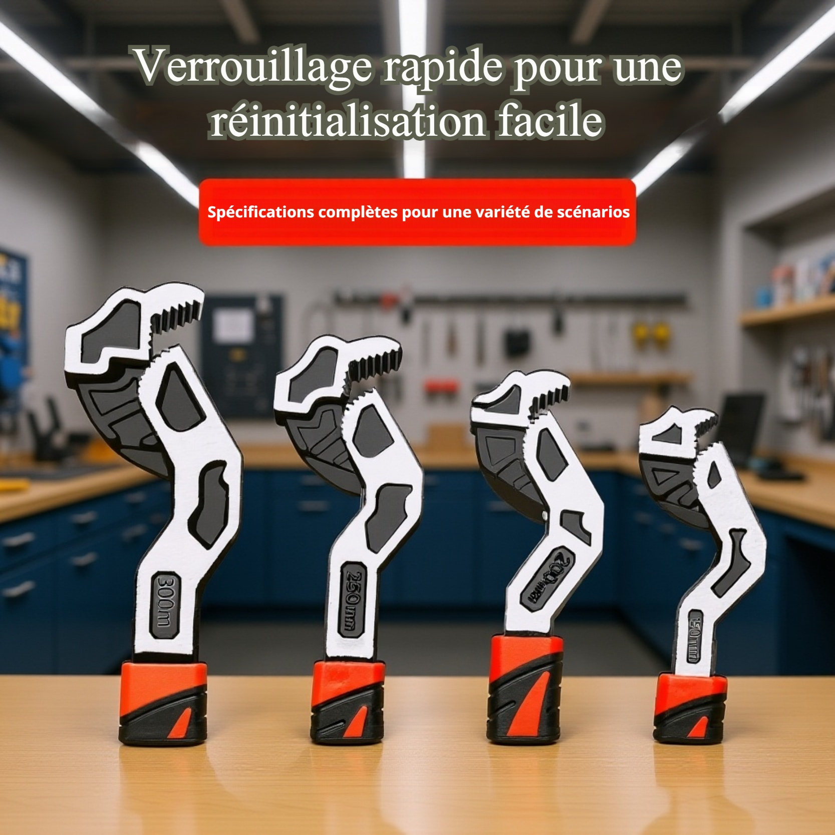 Clé à molette multifonction à grande ouverture avec verrouillage automatique
