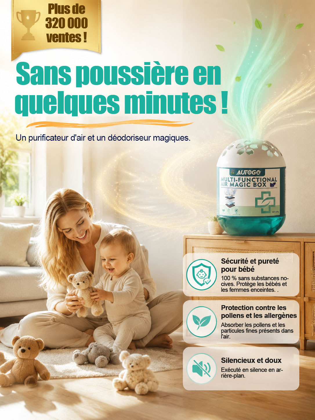✅Boîtier Purificateur Anti-Moisissure [Innovation ADEME et Allemagne] | Élimine Spores et Odeurs en 24h⚡ | Zéro Branchement Électrique | Couvre jusqu’à 70m²🏠 | Sans Agents Chimiques Irritants🌿