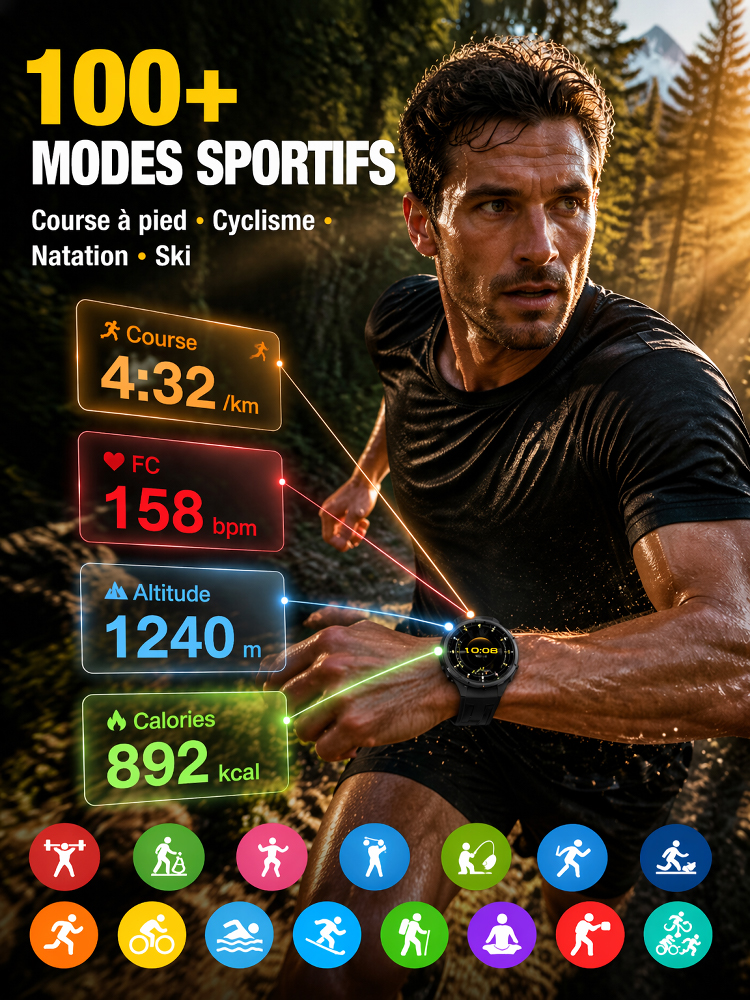 Montre Connectée Santé Huawei Watch GT6⌚ | Technologie Micro-Médicale Non Invasive🩺 | Capteur Micro-Médical Intégré❤️ | Suivi Automatique Glycémie et Tension Sans Piqûre ni Douleur🏃‍♂️