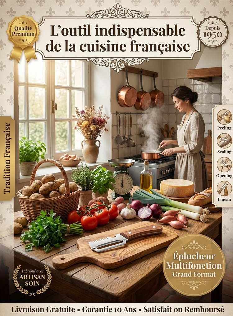 【Approuvé par MOF】🔪Éplucheur Inox Héritage Thiers | Coupe Sans Effort Zéro Risque | 50 ans sans casse ni émoussement🏆 | nettoyage facile | ouvre-bouteille intégré | Ergonomique Spécial Articulations✨