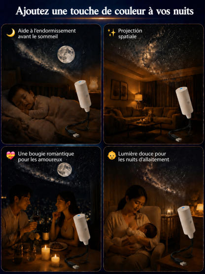 【Recommandé par les Optométristes】Projecteur Océan HD Institut d'Optique🔬 | Zéro Lumière Bleue👁️ | Branchement USB Facile✨ | Ajustable à 360°🐬 | 15 scènes océaniques et célestes🌌 | | Installation zéro effort