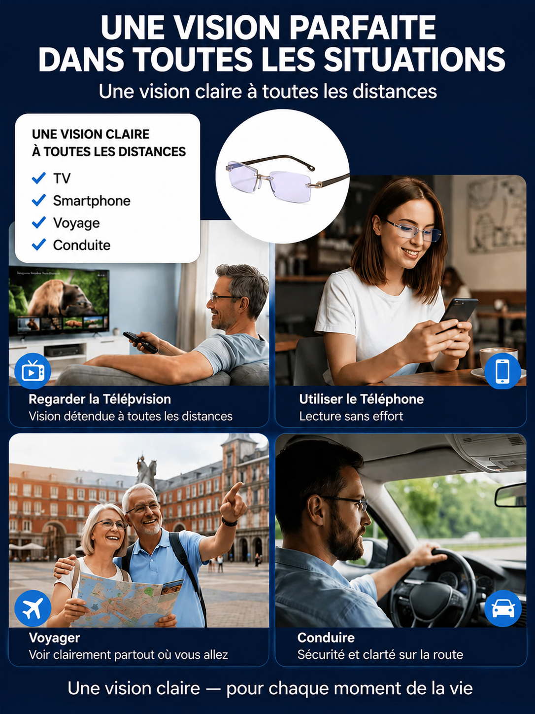 【 Révolution Optique 】Lunettes Intelligentes 3-en-1🔥Technologie Allemande & Anti-UV | Aucun examen de la vue requis | Lunettes progressives autofocus 0,01s🧬 | +1,00 à +7,00 dioptries, réglage continu lecture/conduite👓