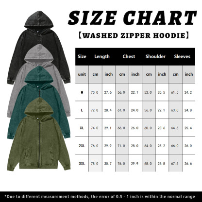  Washed Cotton Zipper Hooded Hoodie