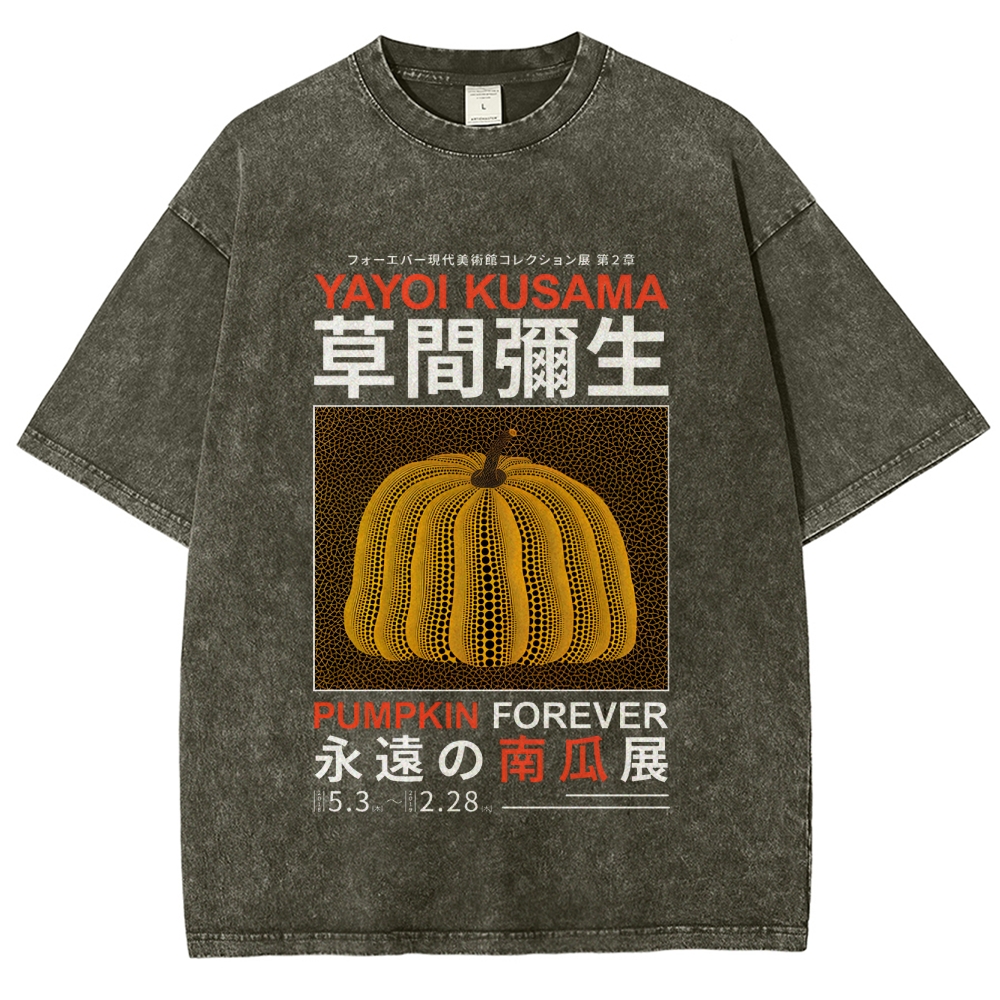 Pumpkin Pattern Washed Vintage Short Sleeves T-Shirt