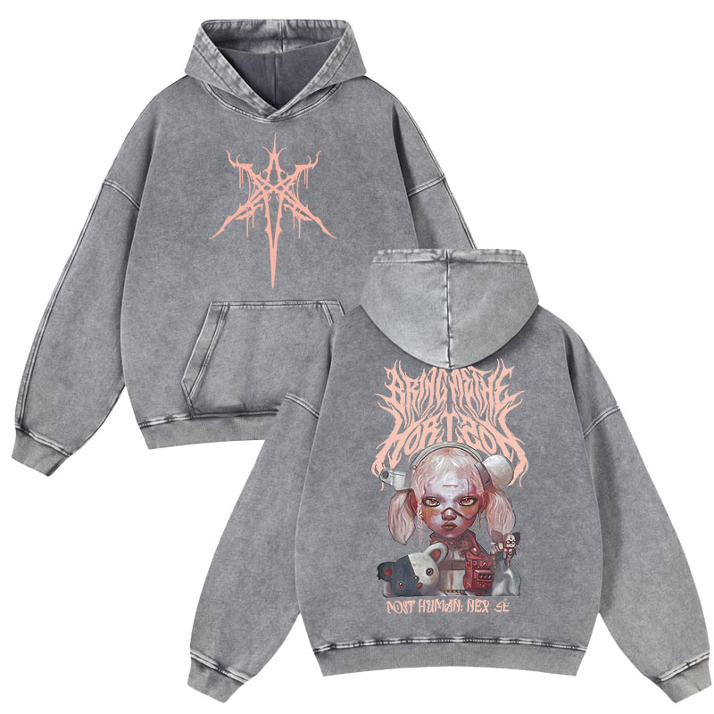 Unisex Fit Vintage "Bring Me The Horizon " Washed Hoodie