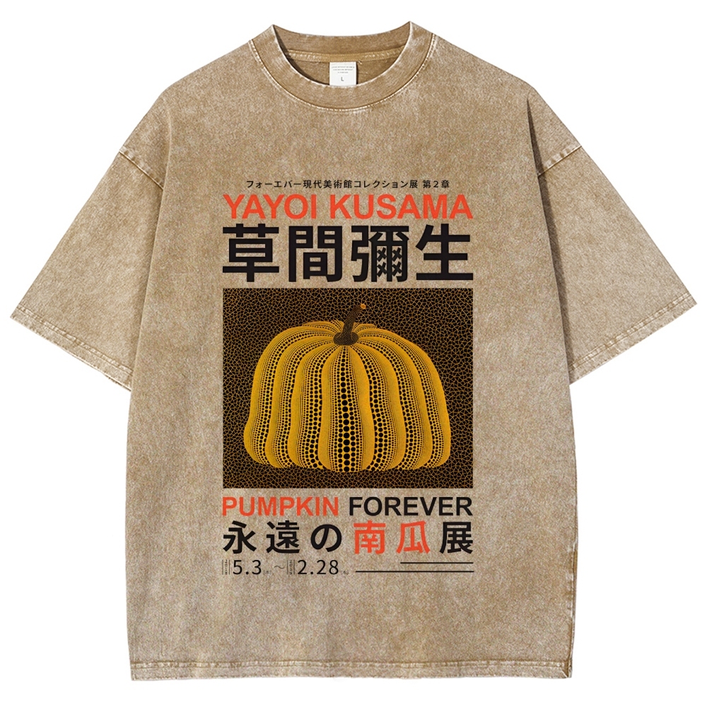 Pumpkin Pattern Washed Vintage Short Sleeves T-Shirt
