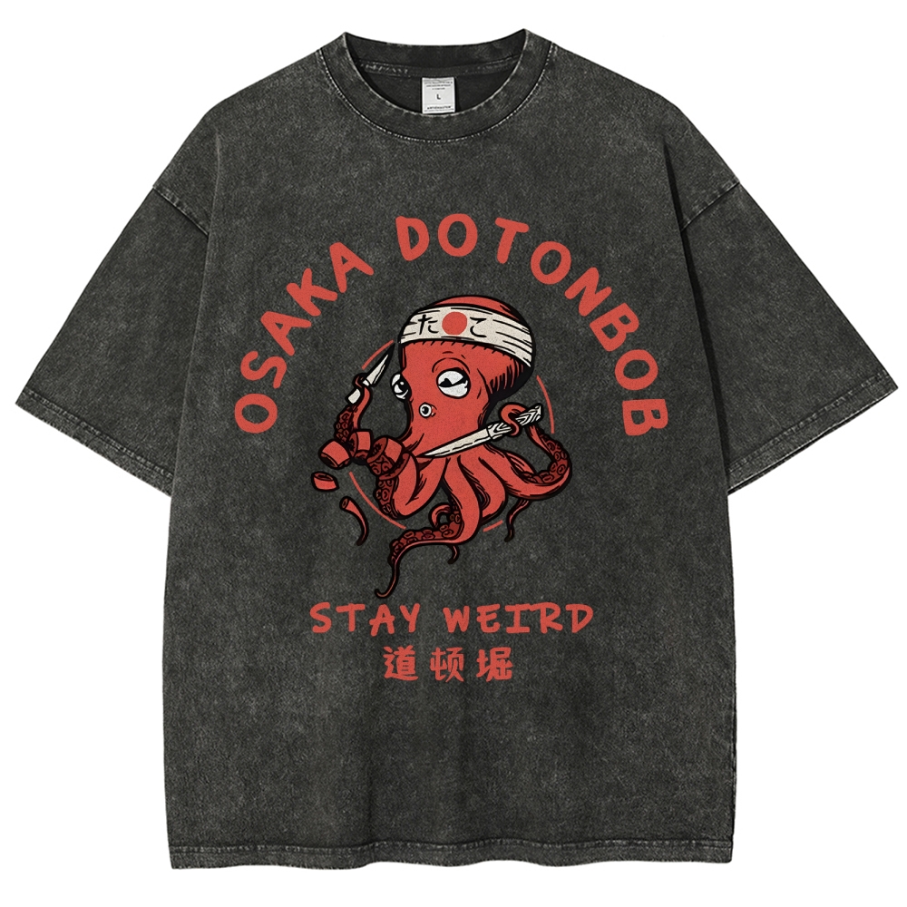 Japanese Octopus Unisex Fit Washed T-Shirt