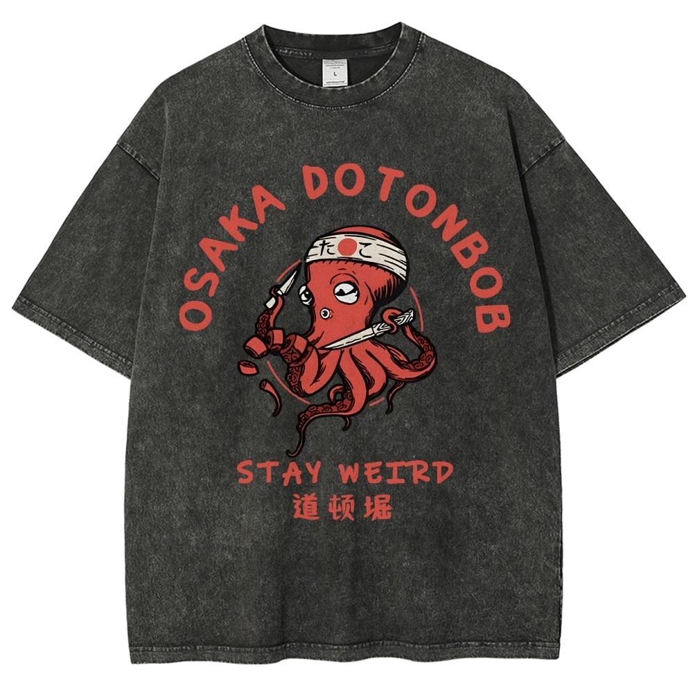 Japanese Octopus Unisex Fit Washed T-Shirt
