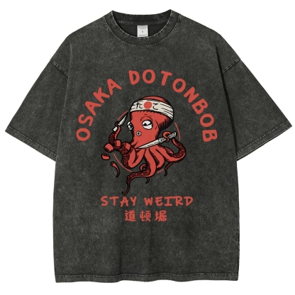 Japanese Octopus Unisex Fit Washed T-Shirt