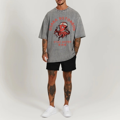 Japanese Octopus Unisex Fit Washed T-Shirt