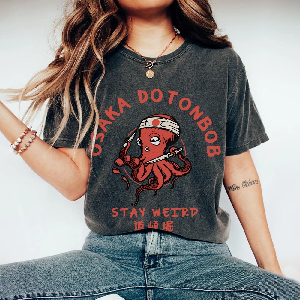 Japanese Octopus Unisex Fit Washed T-Shirt