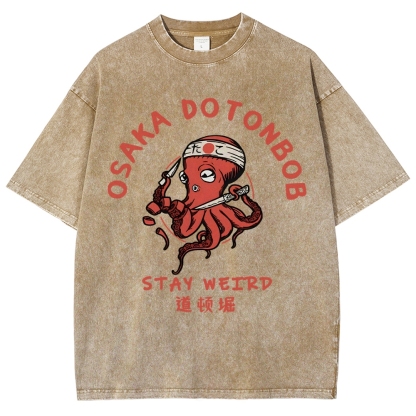 Japanese Octopus Unisex Fit Washed T-Shirt