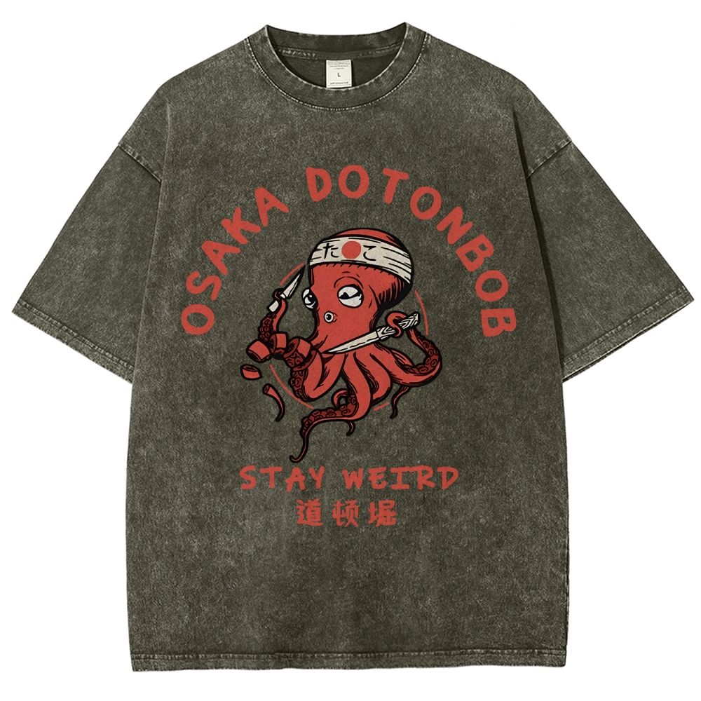 Japanese Octopus Unisex Fit Washed T-Shirt