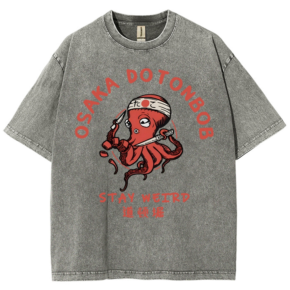 Japanese Octopus Unisex Fit Washed T-Shirt