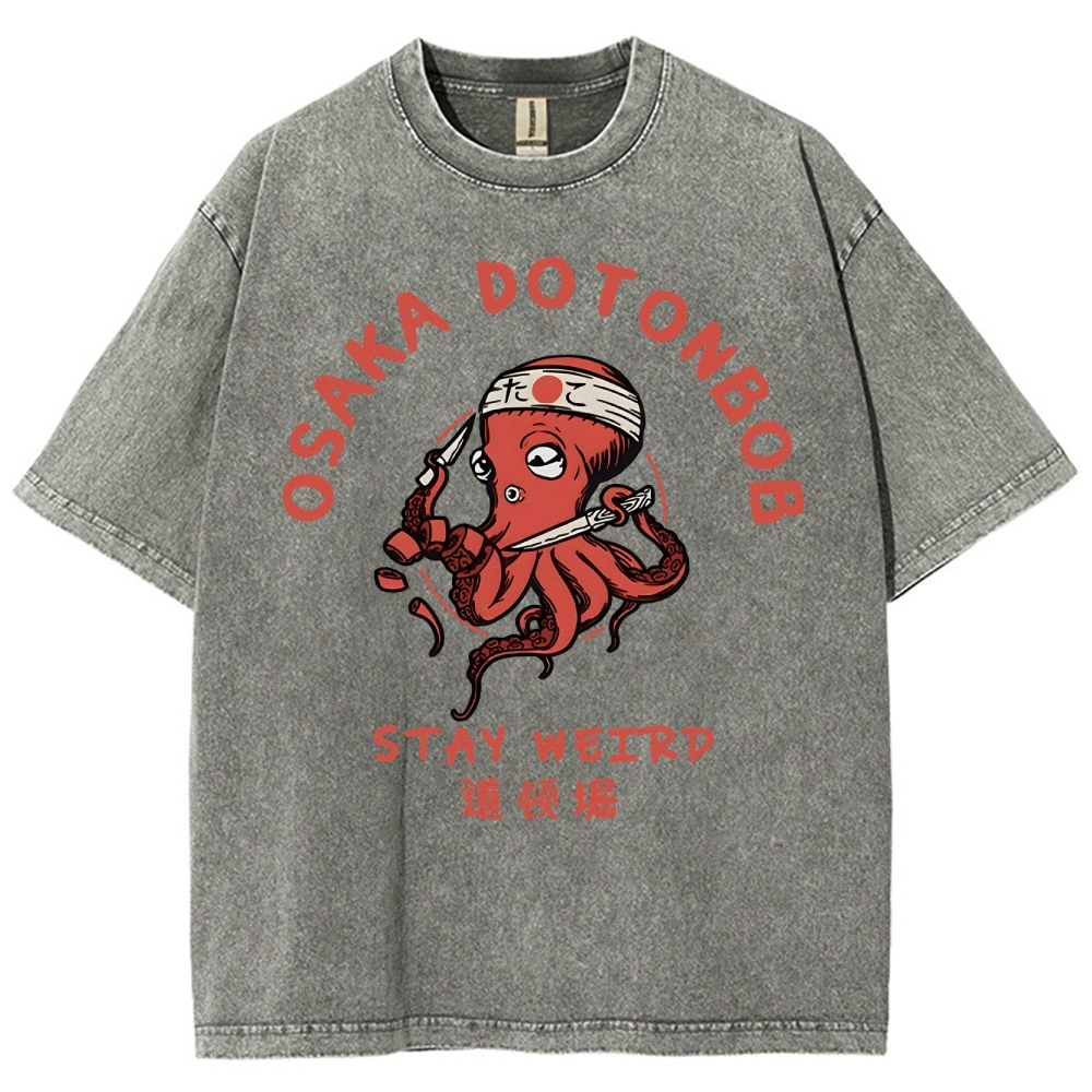 Japanese Octopus Unisex Fit Washed T-Shirt