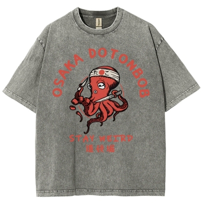 Japanese Octopus Unisex Fit Washed T-Shirt