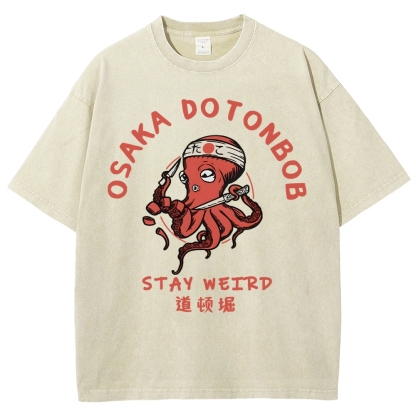 Japanese Octopus Unisex Fit Washed T-Shirt