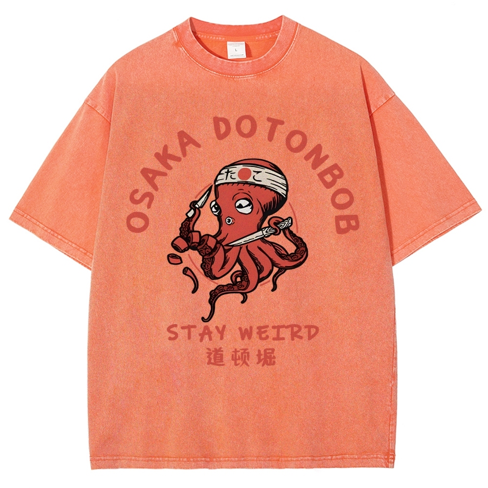 Japanese Octopus Unisex Fit Washed T-Shirt