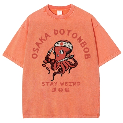 Japanese Octopus Unisex Fit Washed T-Shirt