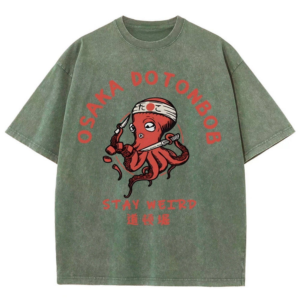 Japanese Octopus Unisex Fit Washed T-Shirt