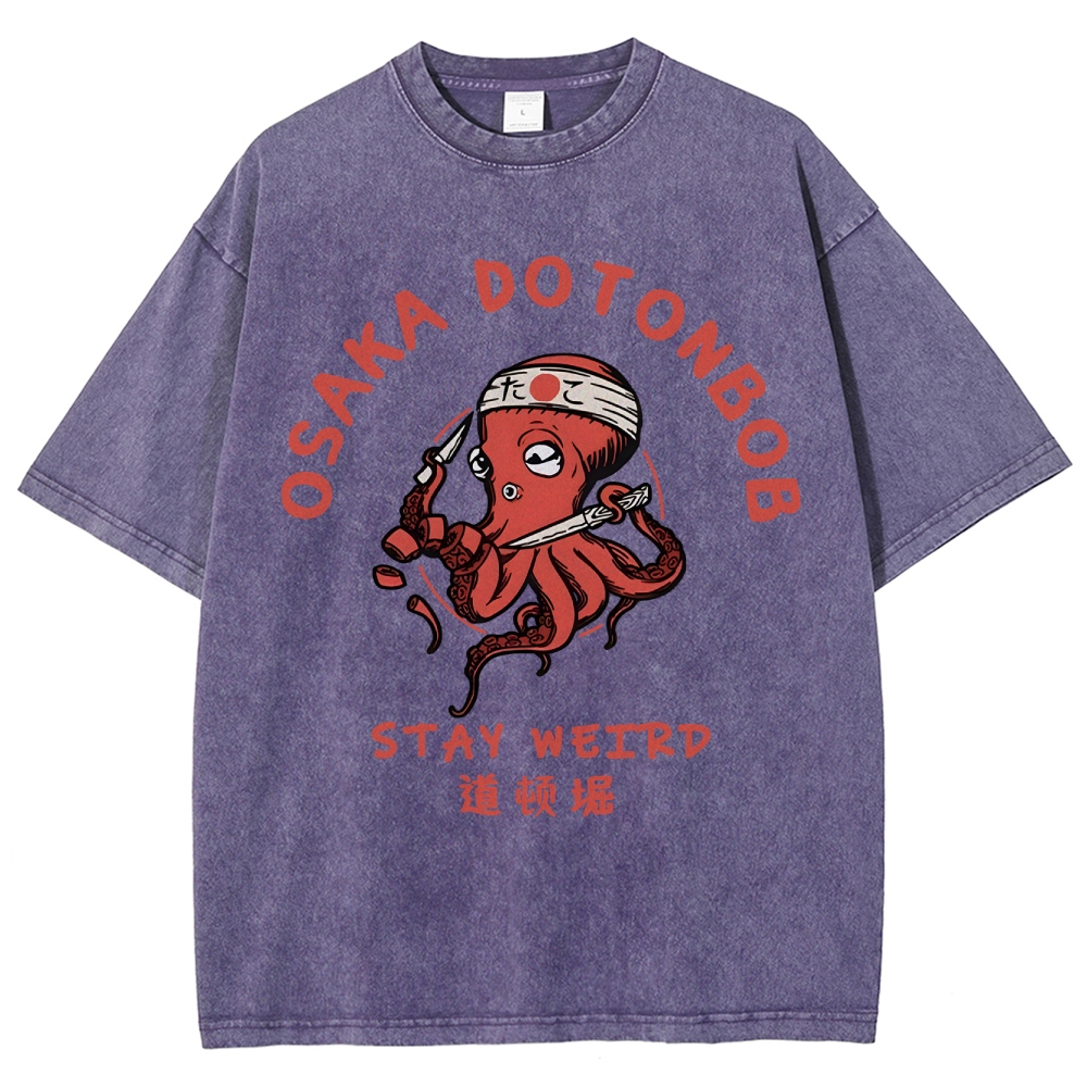 Japanese Octopus Unisex Fit Washed T-Shirt