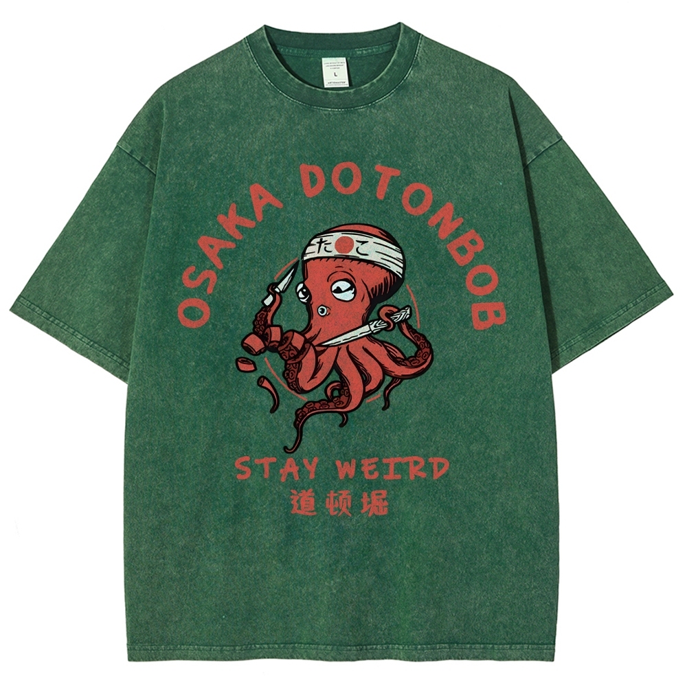 Japanese Octopus Unisex Fit Washed T-Shirt