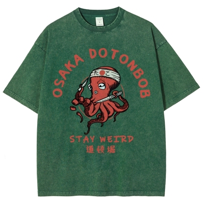 Japanese Octopus Unisex Fit Washed T-Shirt
