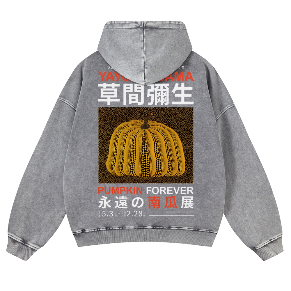 Pumpkin Show Pattern Unisex Fit Vintage Washed Hoodie
