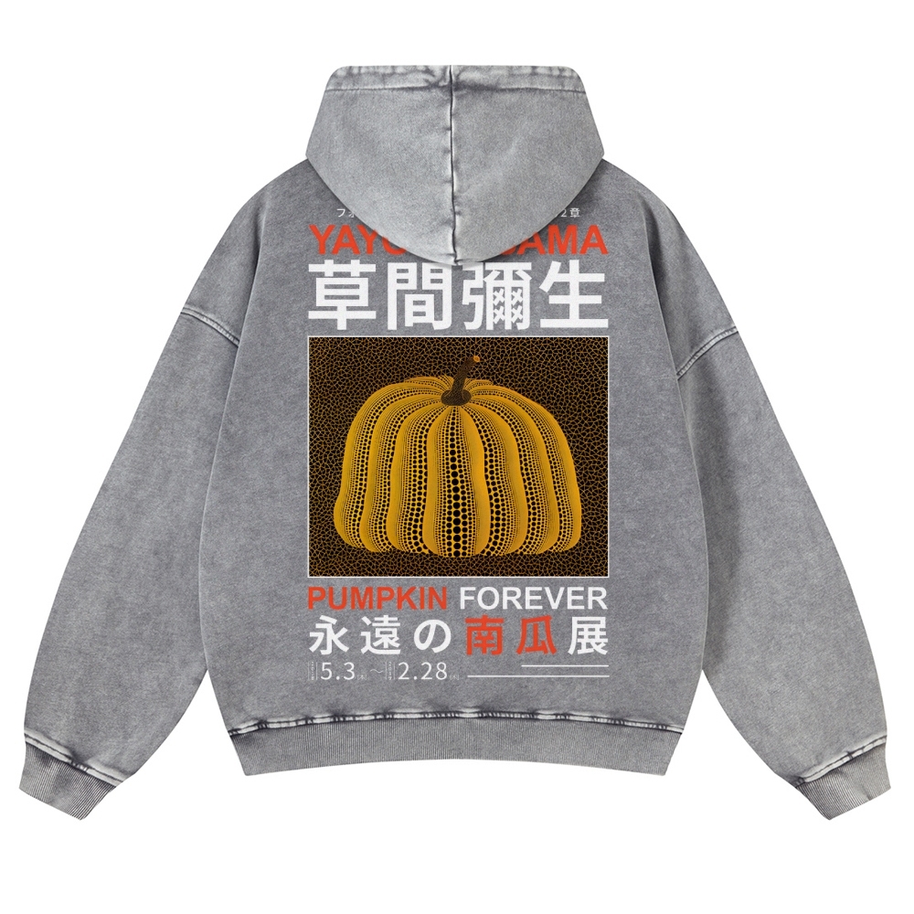 Pumpkin Show Pattern Unisex Fit Vintage Washed Hoodie