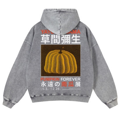 Pumpkin Show Pattern Unisex Fit Vintage Washed Hoodie