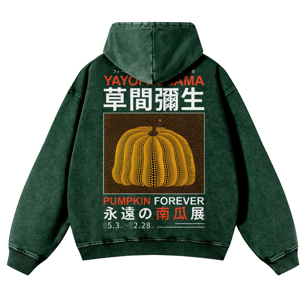 Pumpkin Show Pattern Unisex Fit Vintage Washed Hoodie