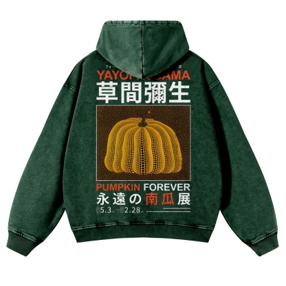 Pumpkin Show Pattern Unisex Fit Vintage Washed Hoodie