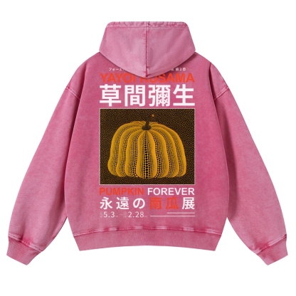 Pumpkin Show Pattern Unisex Fit Vintage Washed Hoodie