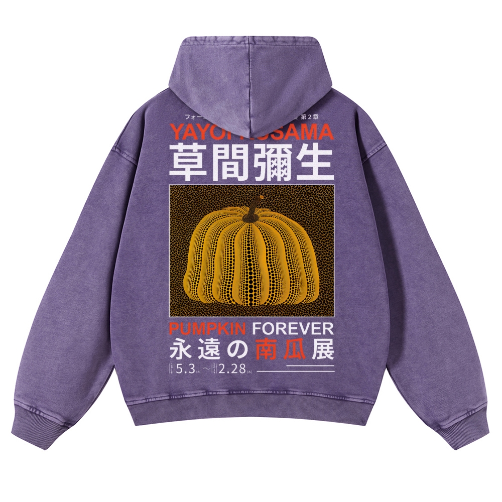 Pumpkin Show Pattern Unisex Fit Vintage Washed Hoodie