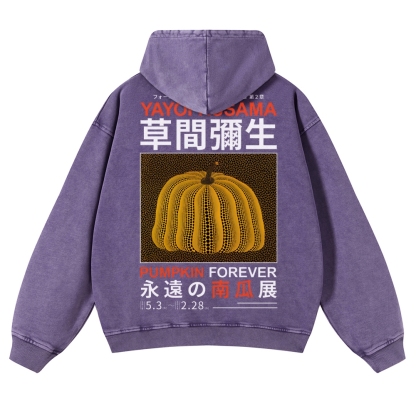 Pumpkin Show Pattern Unisex Fit Vintage Washed Hoodie