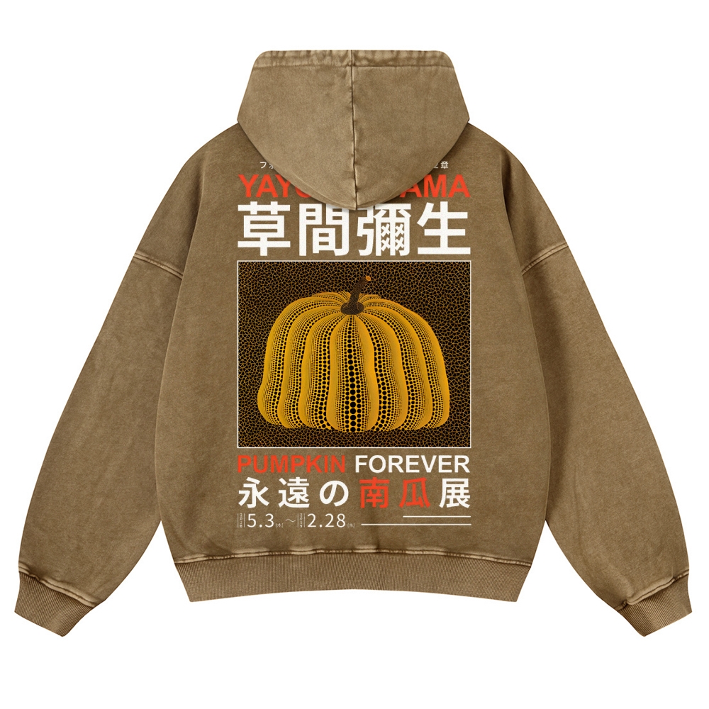 Pumpkin Show Pattern Unisex Fit Vintage Washed Hoodie