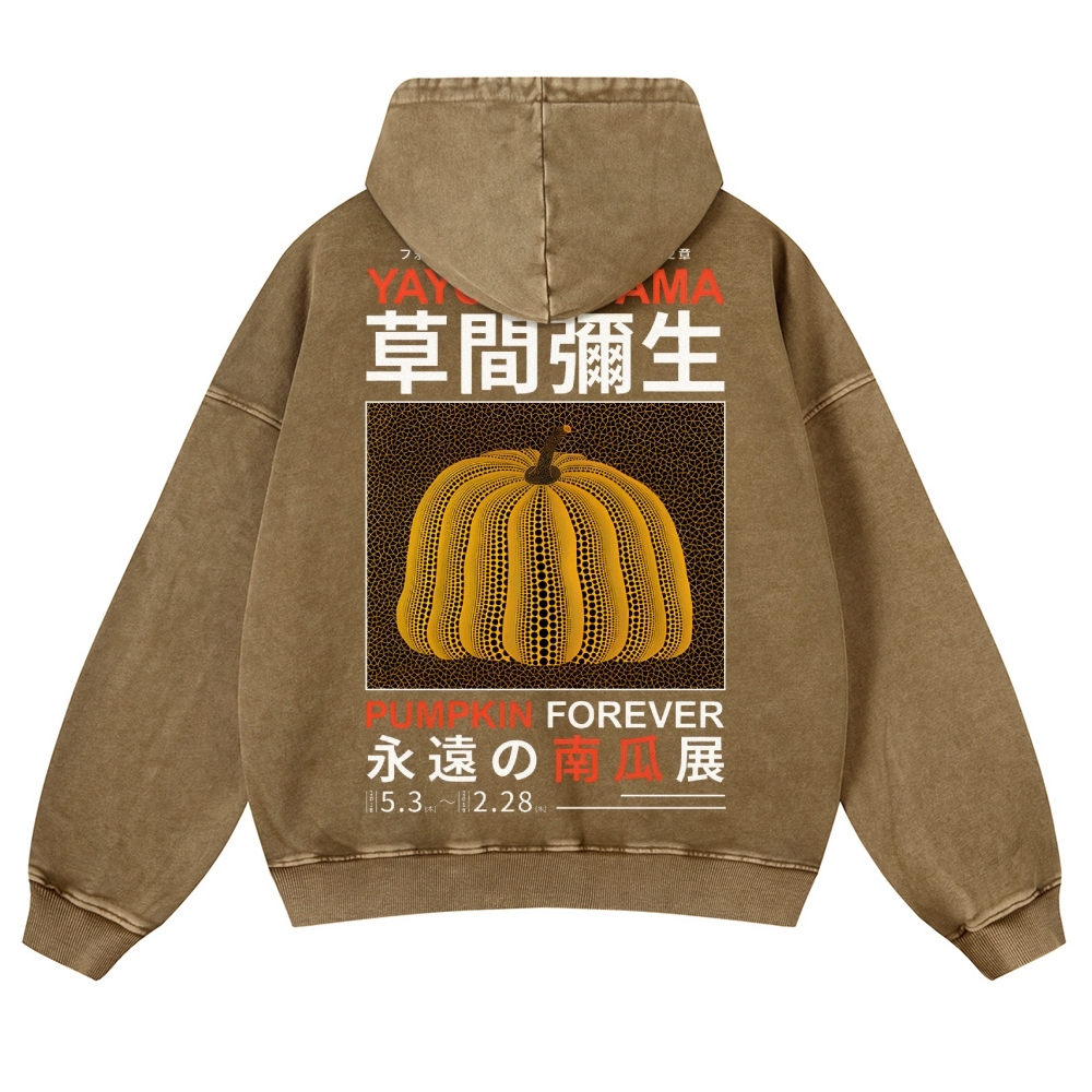 Pumpkin Show Pattern Unisex Fit Vintage Washed Hoodie