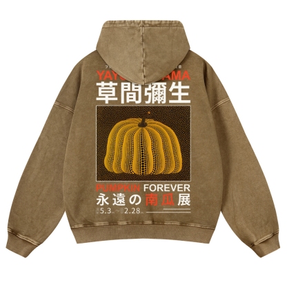 Pumpkin Show Pattern Unisex Fit Vintage Washed Hoodie