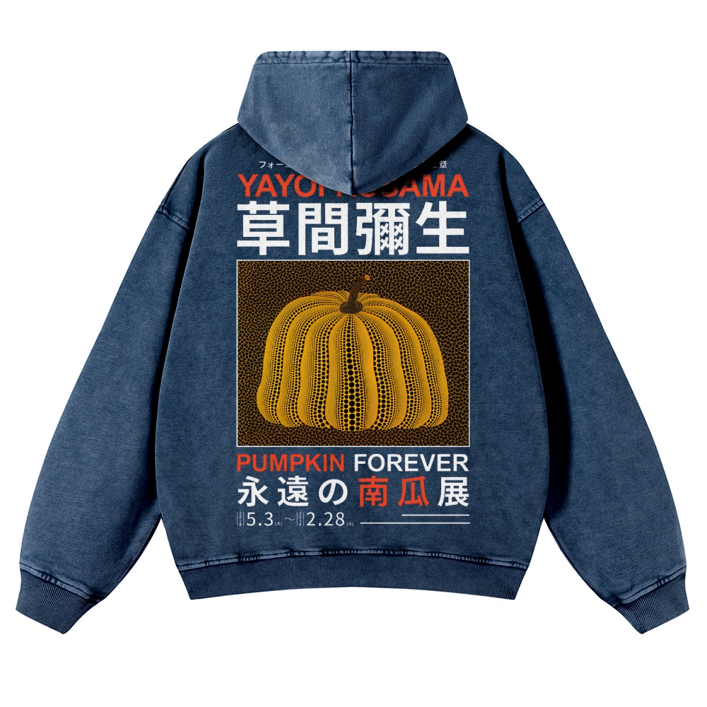 Pumpkin Show Pattern Unisex Fit Vintage Washed Hoodie