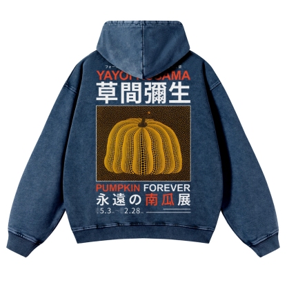 Pumpkin Show Pattern Unisex Fit Vintage Washed Hoodie