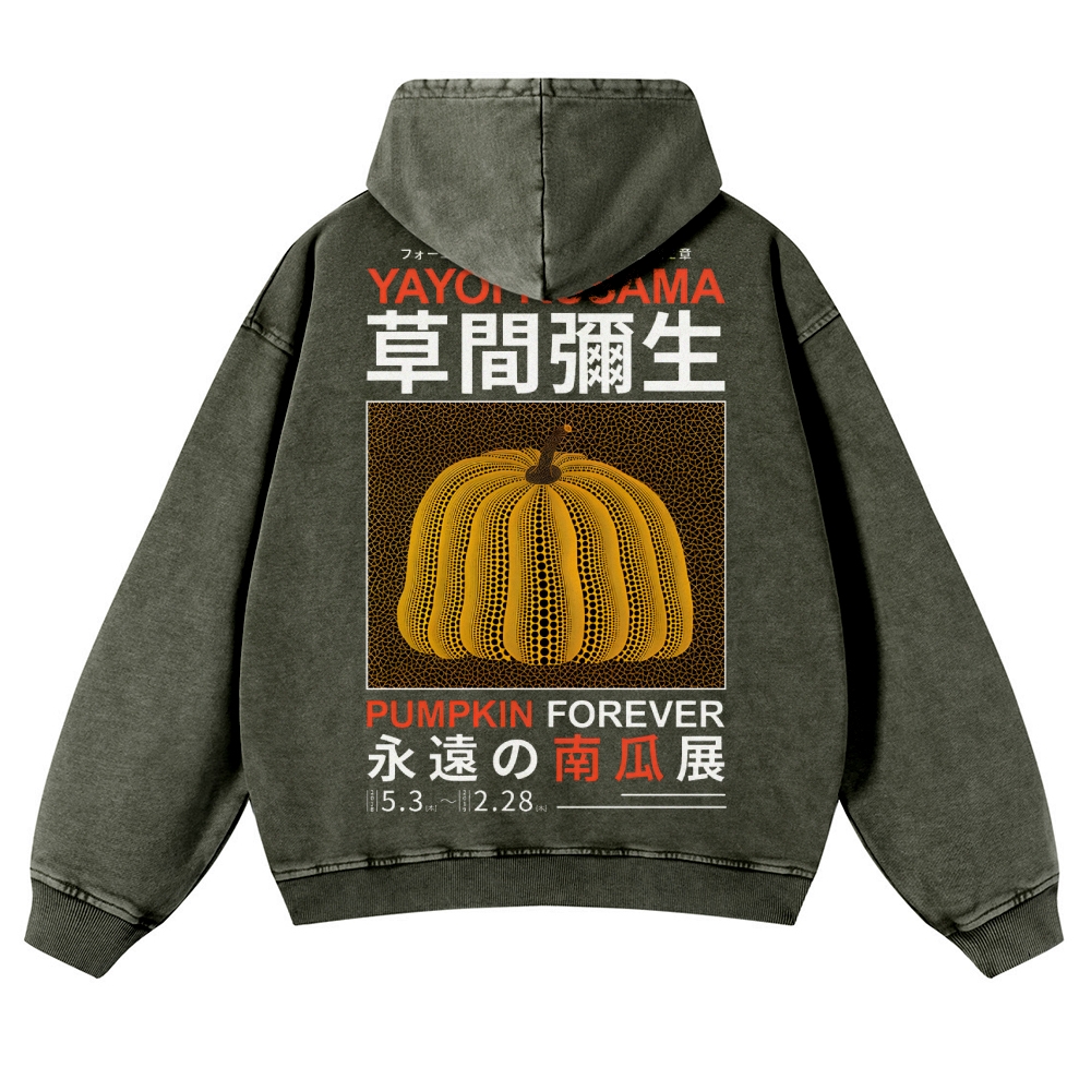 Pumpkin Show Pattern Unisex Fit Vintage Washed Hoodie