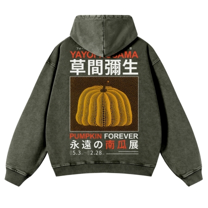 Pumpkin Show Pattern Unisex Fit Vintage Washed Hoodie