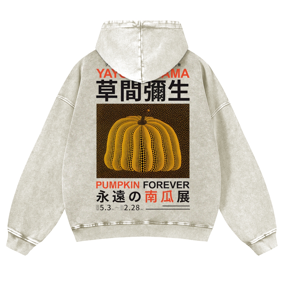 Pumpkin Show Pattern Unisex Fit Vintage Washed Hoodie