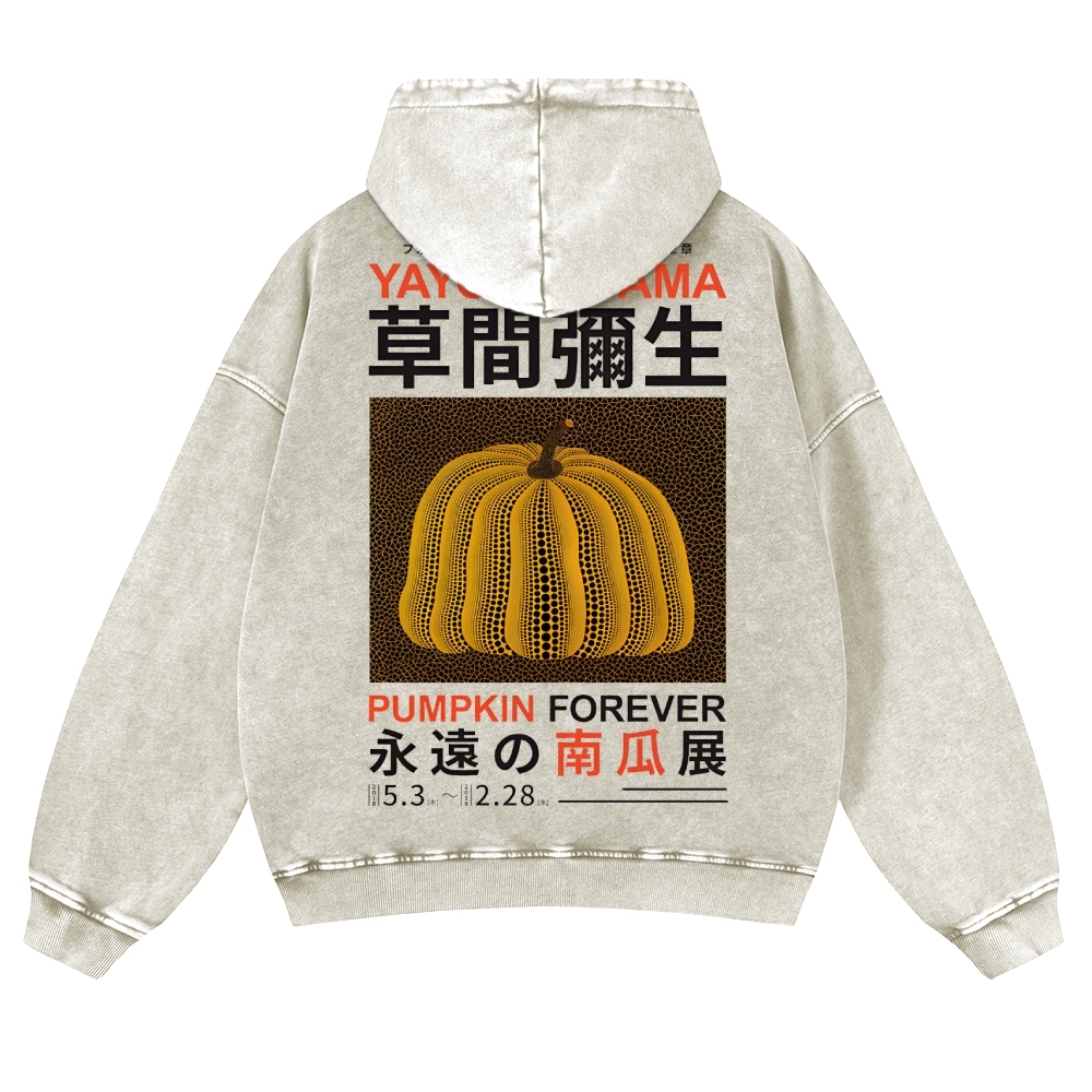 Pumpkin Show Pattern Unisex Fit Vintage Washed Hoodie