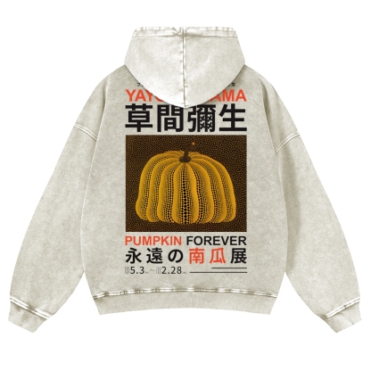 Pumpkin Show Pattern Unisex Fit Vintage Washed Hoodie