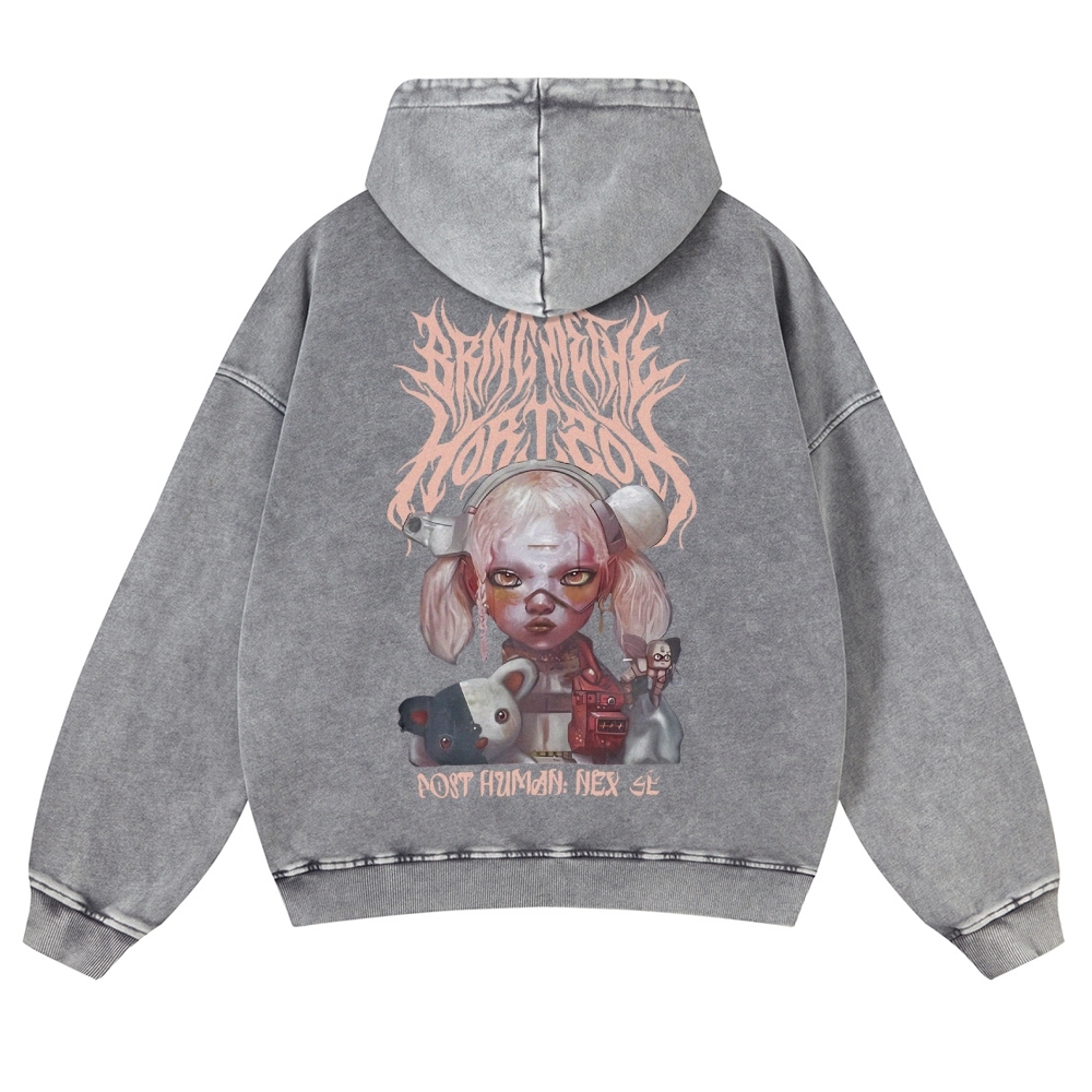 Unisex Fit Vintage "Bring Me The Horizon " Washed Hoodie
