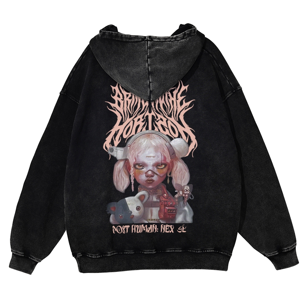 Unisex Fit Vintage "Bring Me The Horizon " Washed Hoodie