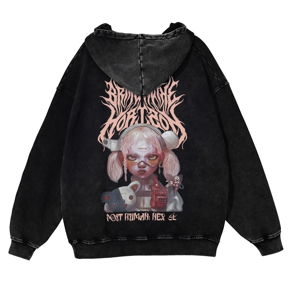 Unisex Fit Vintage "Bring Me The Horizon " Washed Hoodie